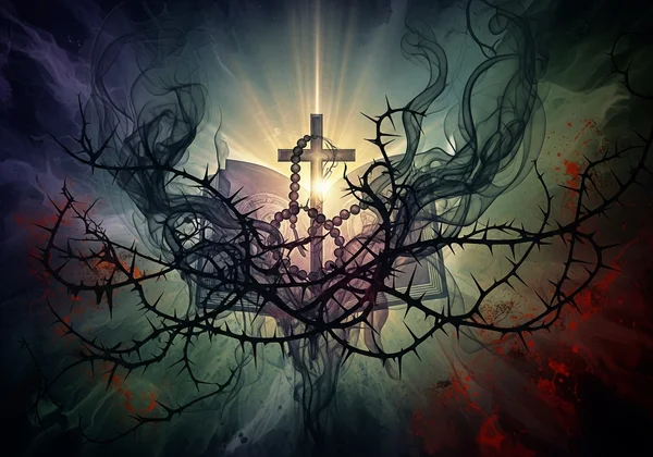 Abstract representation of sacred beliefs turning to torment