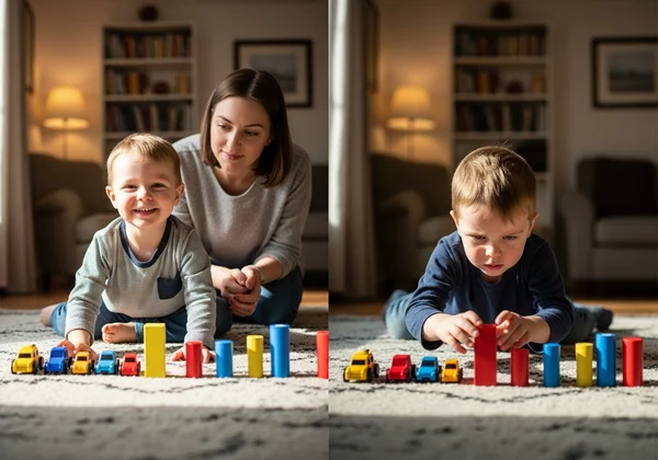 Parent observes child playing, considering normal habits vs. OCD.
