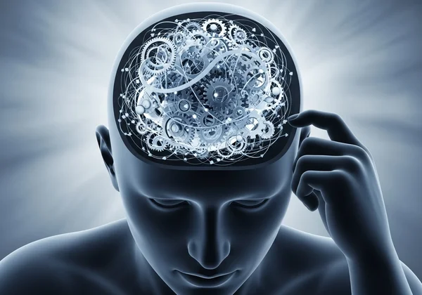 A person lost in repetitive, looping mental thought patterns.