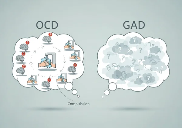 Visual comparison highlighting distinctions between OCD and GAD.