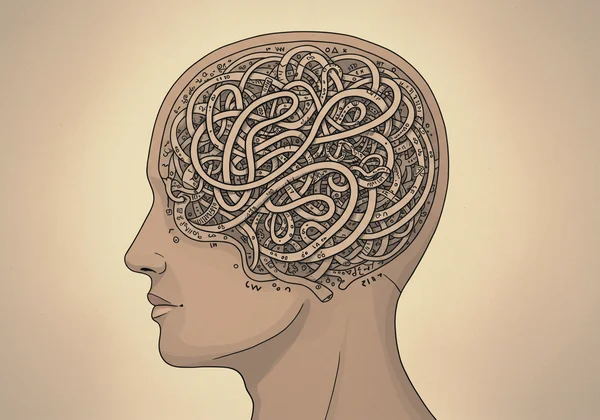 Person with an endless, looping thought cycle in their mind